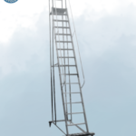 Platform aluminium ladder with guardrails for safe and stable working in UAE