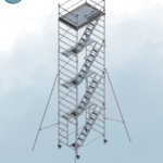Aluminium mobile narrow scaffolding tower for tight space access and maintenance work in UAE
