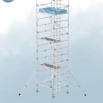 Aluminium mobile wide scaffolding tower for large platform access and construction work in UAE