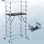 Aluminium scaffolding with additional support and stabilizers for high-rise and heavy-duty work in UAE