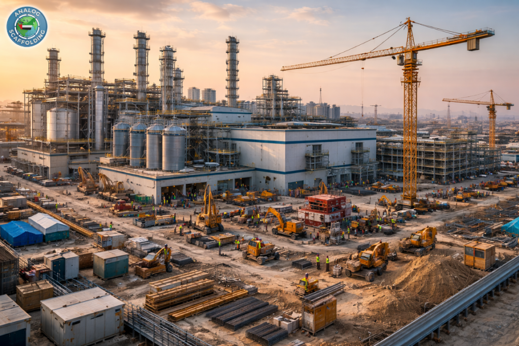 Scaffolding services for industrial projects including factories and infrastructure in UAE