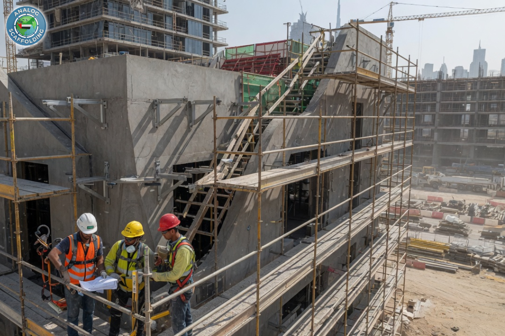 Certified scaffolders support services for safe installation, inspection, and dismantling in UAE