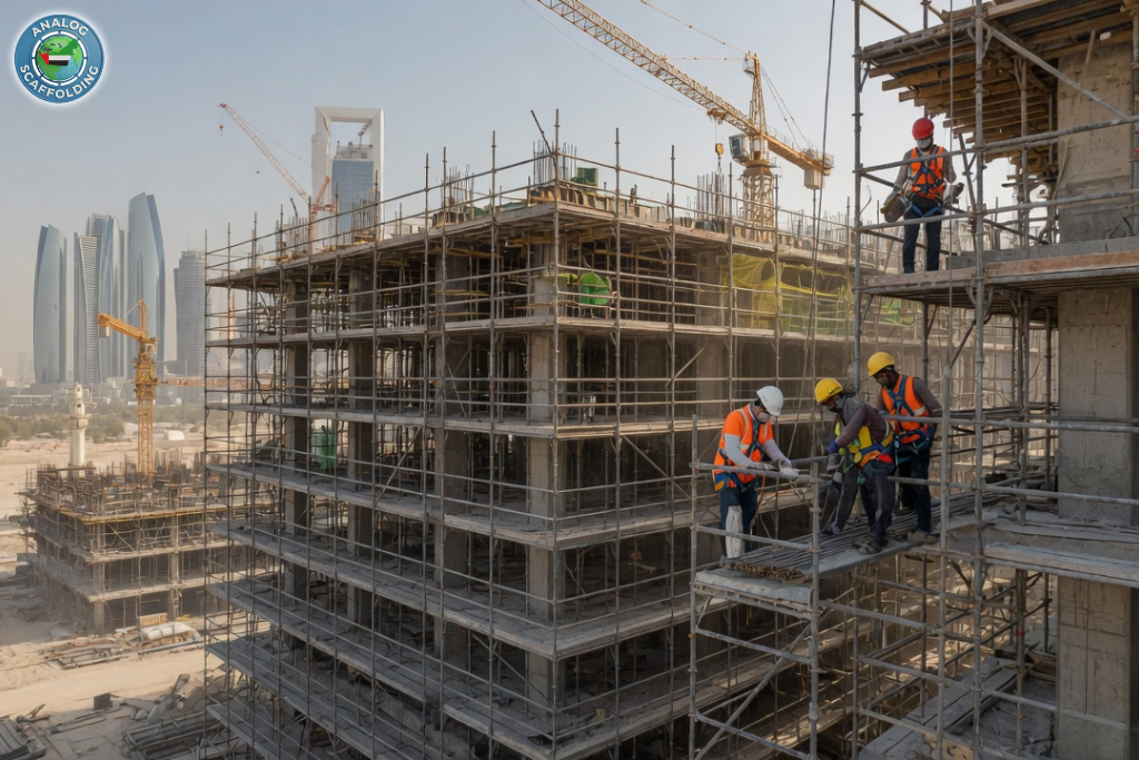 Heavy-duty steel scaffolding rental systems for industrial and construction projects