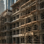 Aluminium scaffolding rental system used for construction and maintenance work in UAE