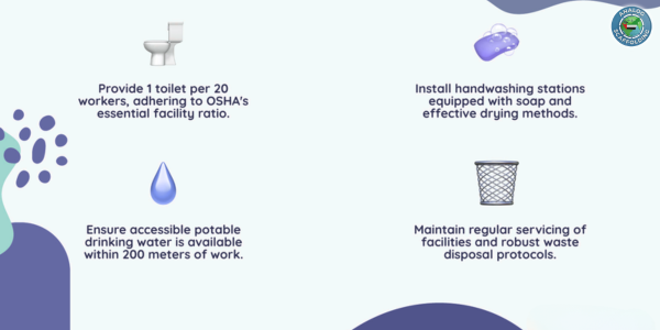 Health and hygiene practices for construction workers using PPE and clean work environments in UAE